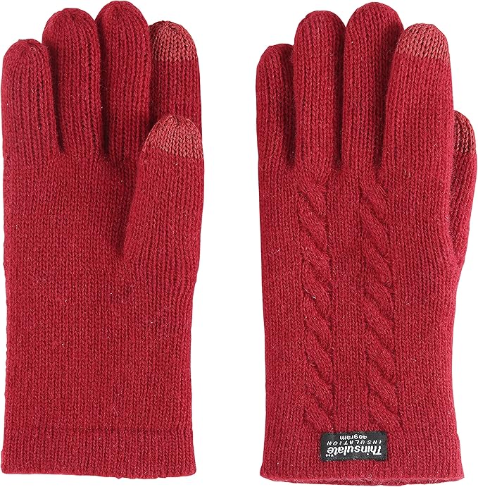 BRUCERIVER Ladie's Pure Wool Knit Gloves with Thinsulate Lining and Cable design