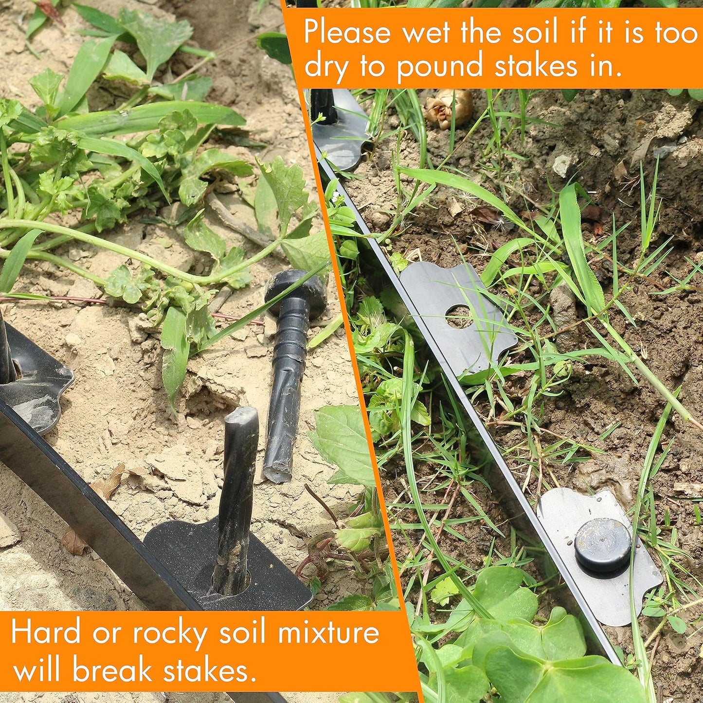 Gardzen 1.5" x 33' Landscape Edging Kit, Garden Edging Coil Comes with 40 Pcs Spikes, No Dig Lawn Border Design