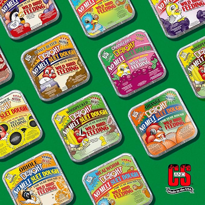 C&S Orange Delight No Melt Suet Dough, Suet Cakes for Wild Birds, 11.75 Ounces, Pack of 8