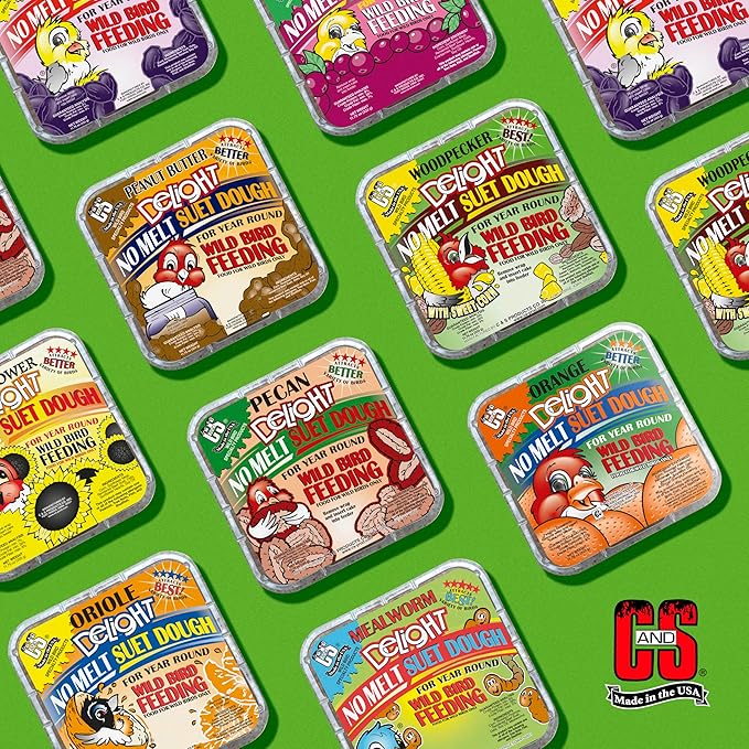 C&S Woodpecker Delight No Melt Suet Dough, Suet Cakes for Wild Birds, 11.75 Ounces, Pack of 8